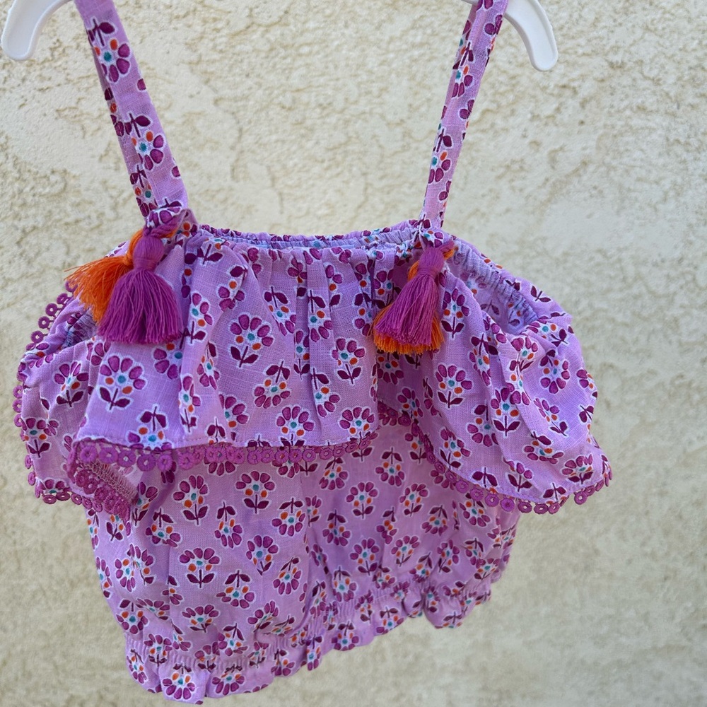 Mayoral Lilac Floral Tassel Tank Top